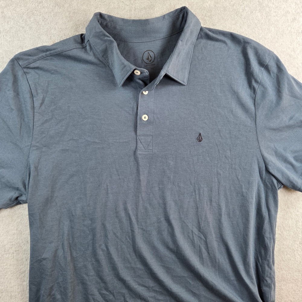 Volcom Polo Shirt Mens XXL Blue Short Sleeve Embroidered Logo Surf Casual